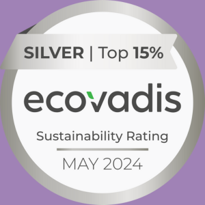 Logo de la certification ecovadis mai 2024 Sustainability Rating